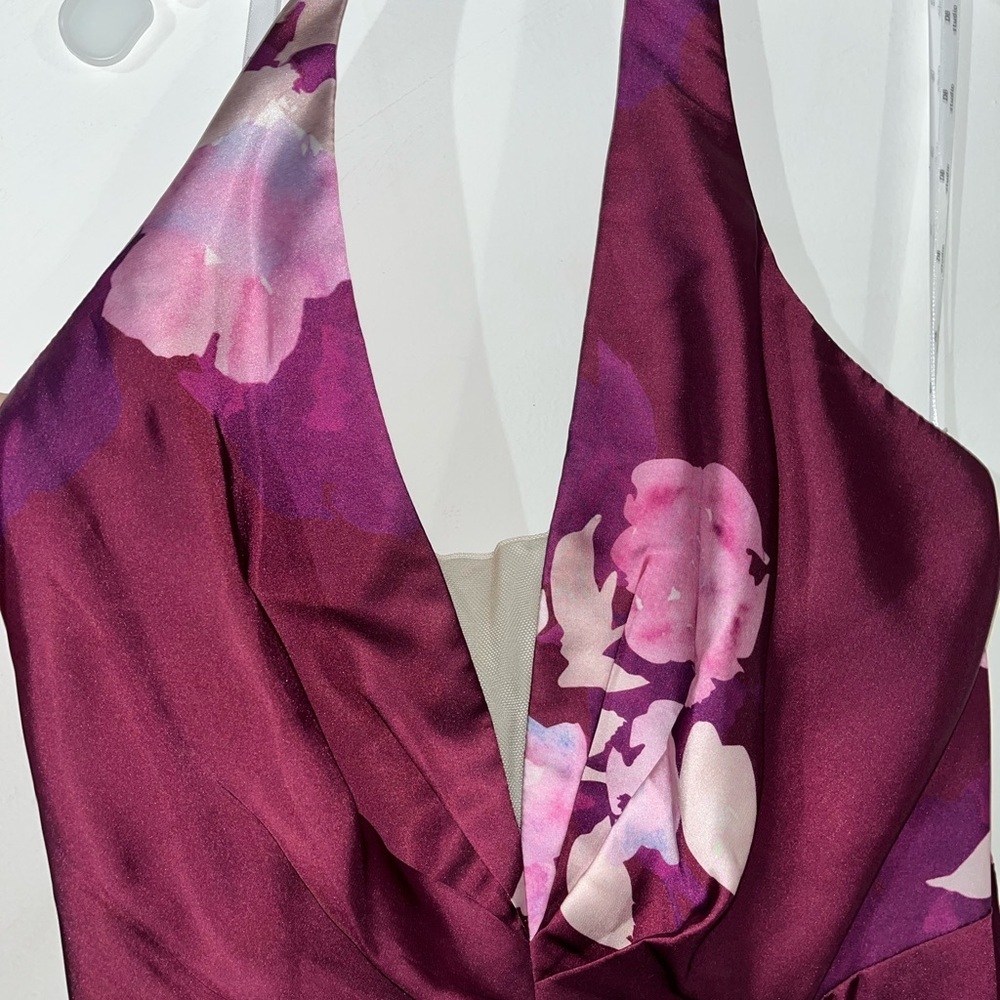 NWT David's Bridal Plum Floral Halter Maxi Dress - Picture 4 of 6